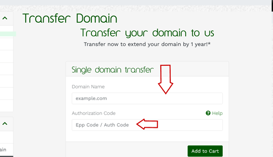 add domain epp code